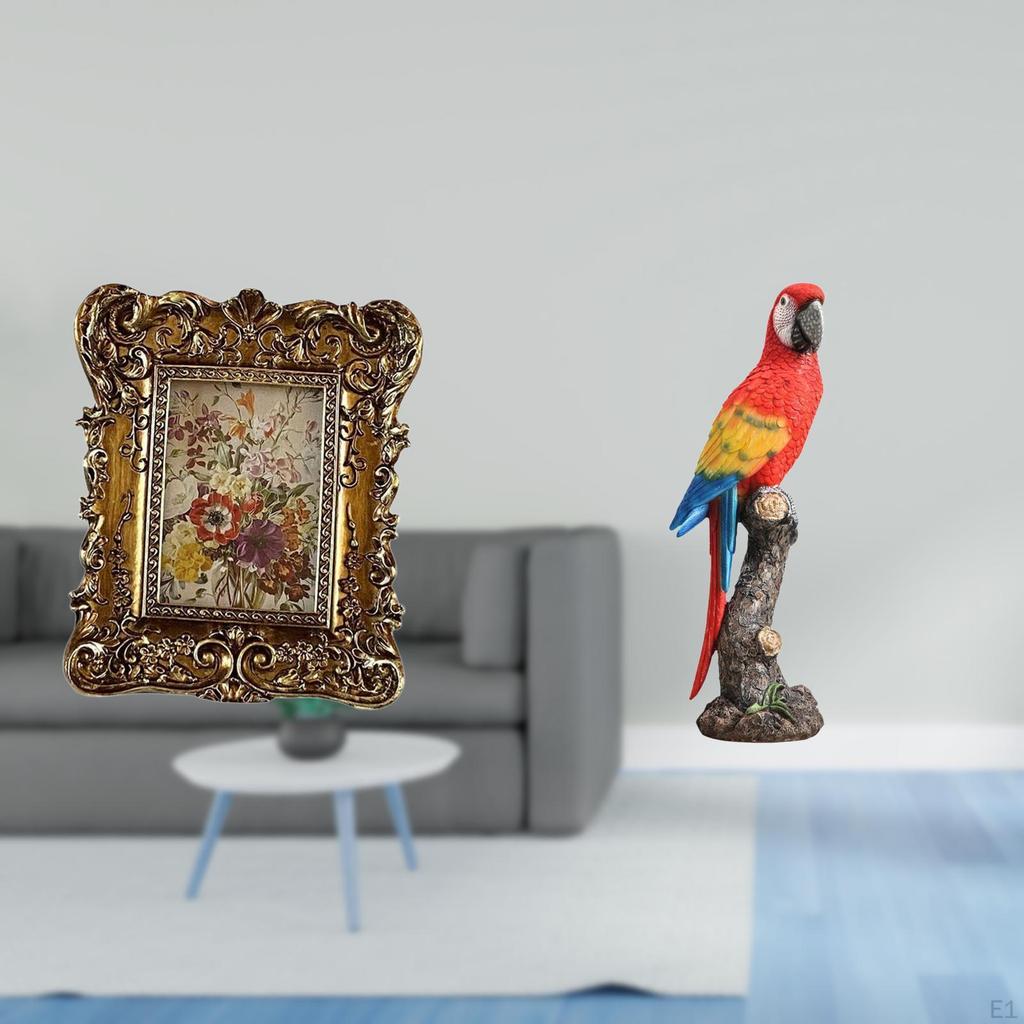 Floral Parrot Photo Frame Unique Picture Holder Antique Tabletop Wall Mounted Creative Home Decor