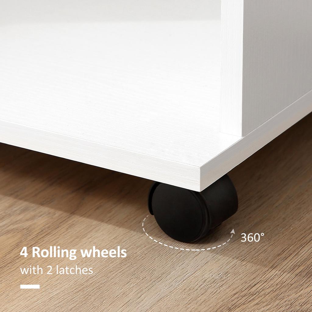 Open Wardrobe On Wheels Bedroom Wardrobe With Clothes Hanging Rail 3 Storage Shelves Mobile Garment Rack For Cloakroom Hallway White