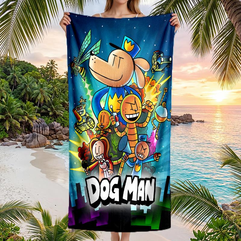 Dog Man Fashion Beach Towel: Ideal for Summer Adventures Soft, absorbent and quick drying suitable for swimming and bathing