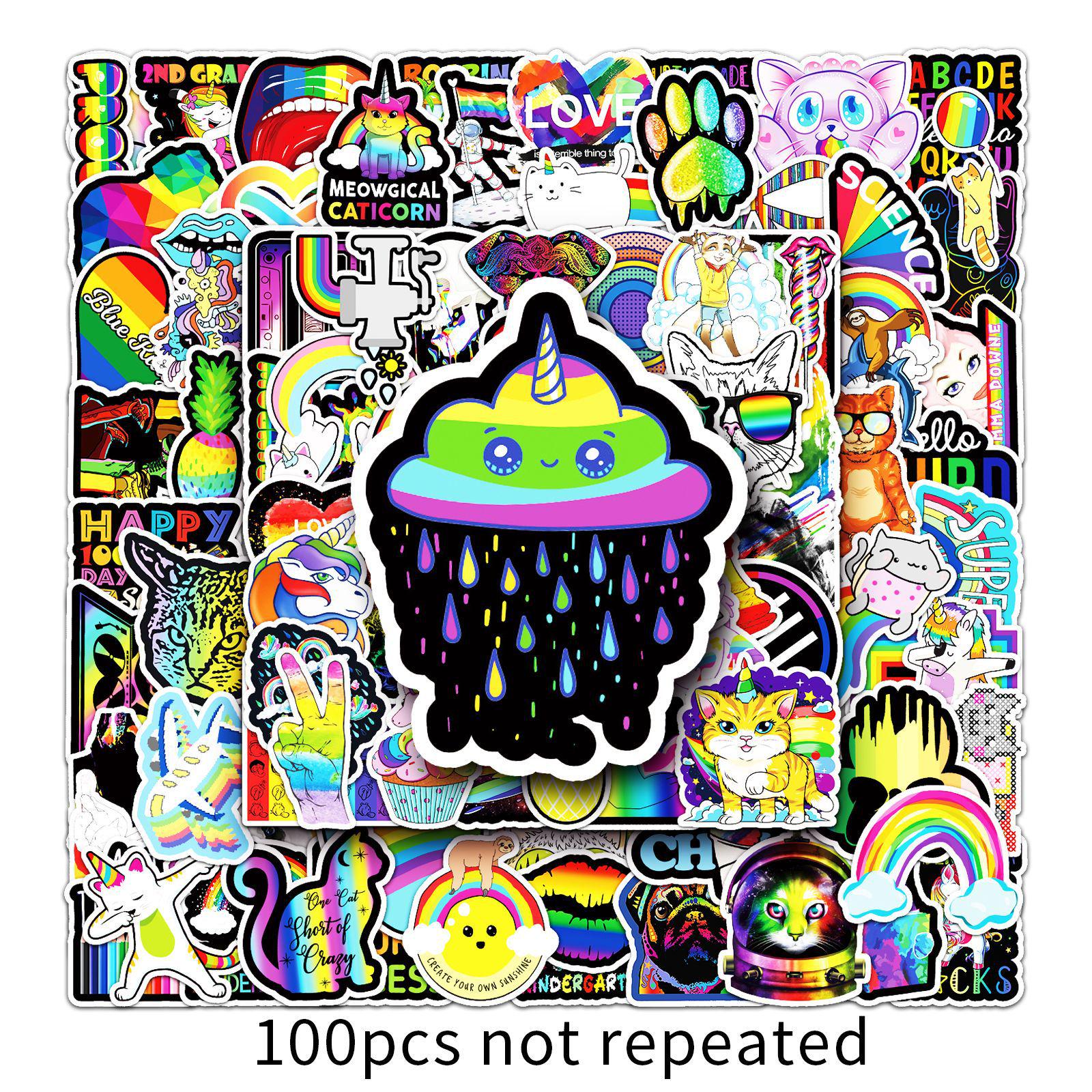 

100 Colorful Cartoon Waterproof Stickers for DIY Journals, Notebooks, Laptops, and Tablets.