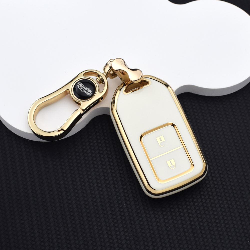 Tpu 2-Button Smart Key Cover For Honda Cr-V Hr-V Civic Accord Fit City Odyssey – Protective Key Fob Case And Key Chain Key Ring
