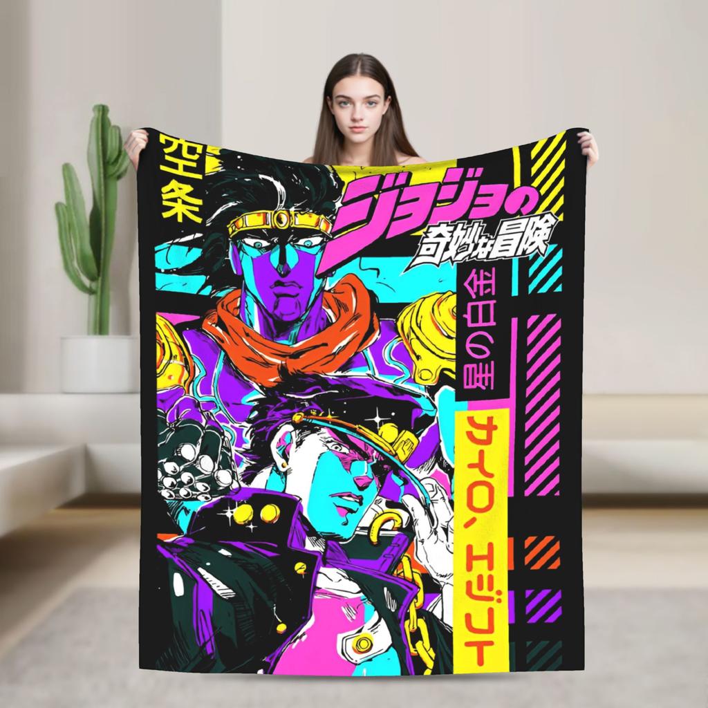 JoJo's Bizarre Adventure Blankets Japanese Anime Wool Throw Blankets Bedding Couch Decoration Thin Bedspread Multi-function