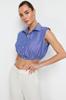 Women's Fashion Shirt Shirt Collar Sleeveless Red Pleated Fitted Waist-Fitting Woven Shirt