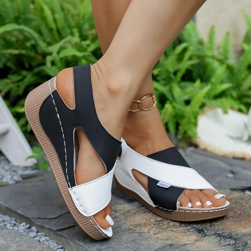 

Fashion 2025 Summer Platform Open Toe Women s Sandals Mixed Colors Round Toe Wedges Light Sandals Outdoor Plus Size Daily Casual Shoes 36