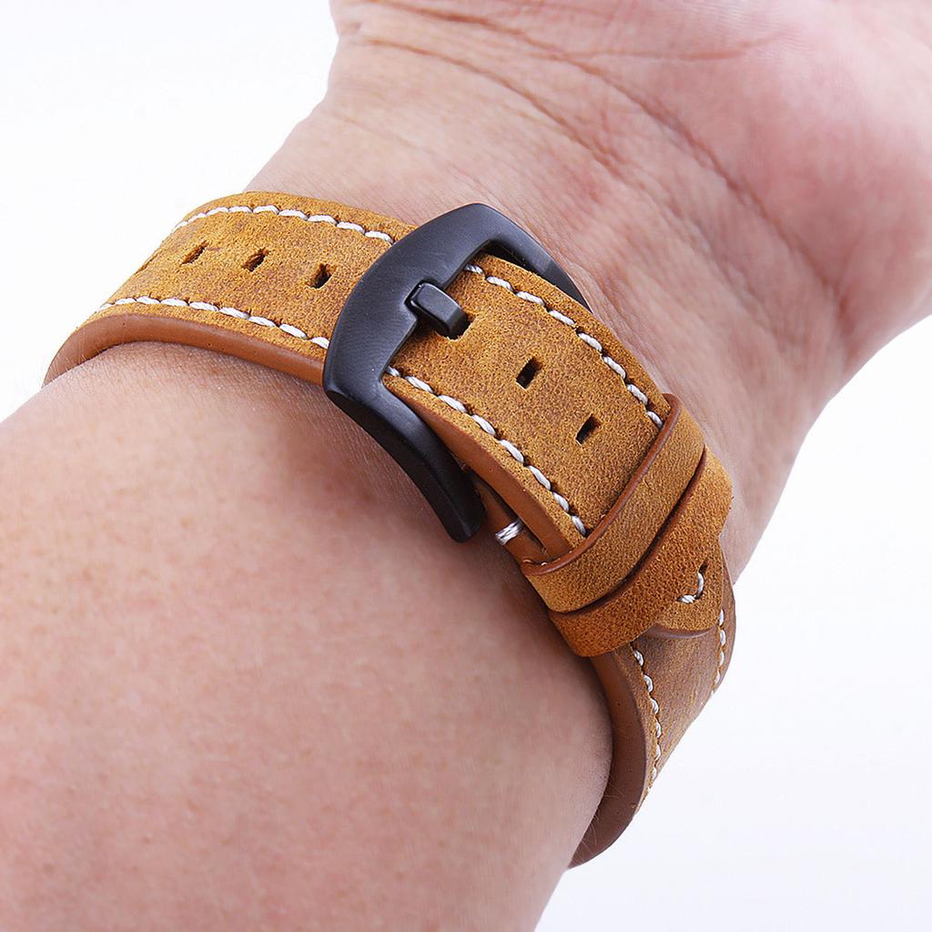 Leather Watch Strap Quick Release Closure Frosted Surface Fashionable Vintage Watch Strap Yellow