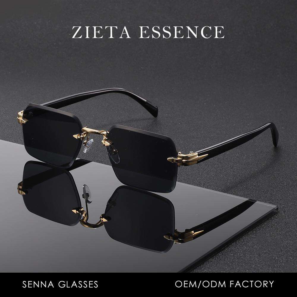 Trendy Gold Frameless Sunglasses for Men and Women – European and American Style Cut Edge