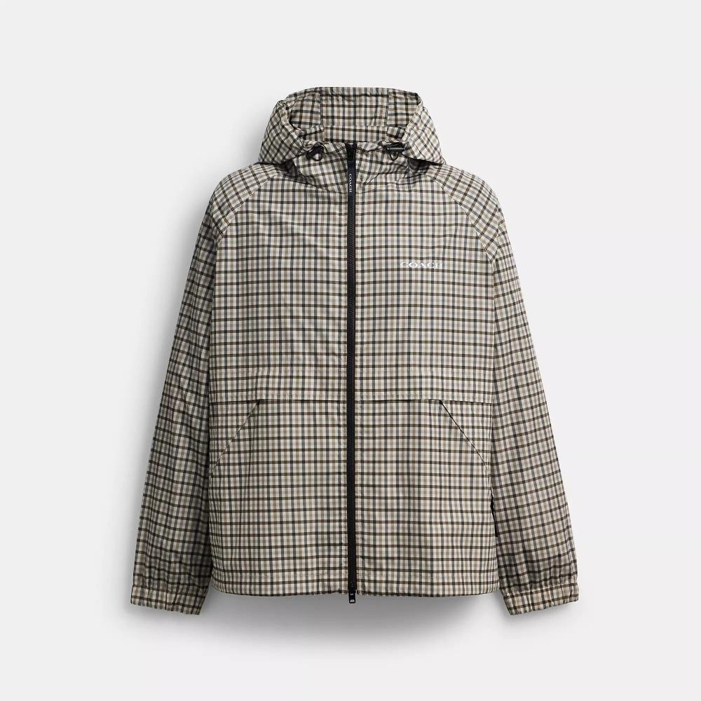 Coach Plaid WIndbreaker In Recycled Polyester Beige