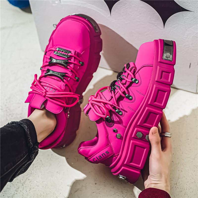 Trend Pink Platform Sneakers Men Punk Muffin Shoes Male European Style Designer Shoes Man Street Original Men's Skateboard Shoes