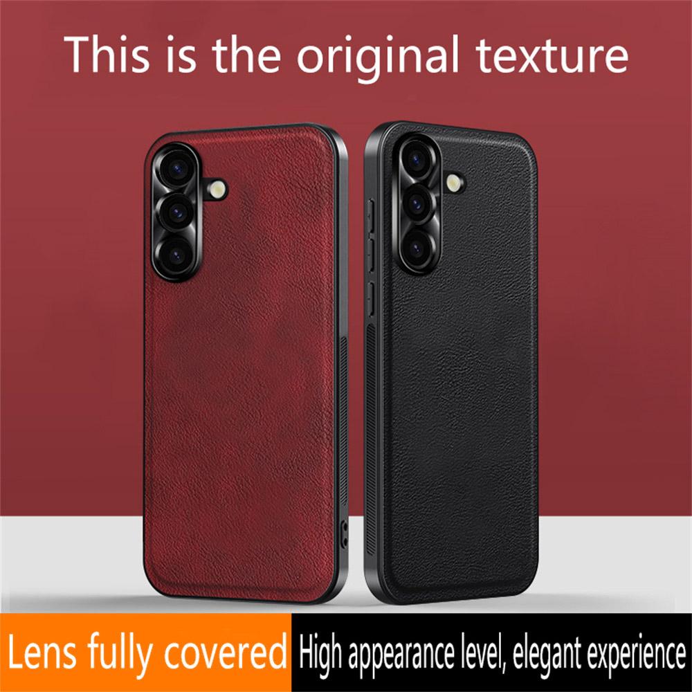 For Samsung Galaxy S25 Ultra Case PU+TPU+PC Phone Back Cover with Metal Lens Frame