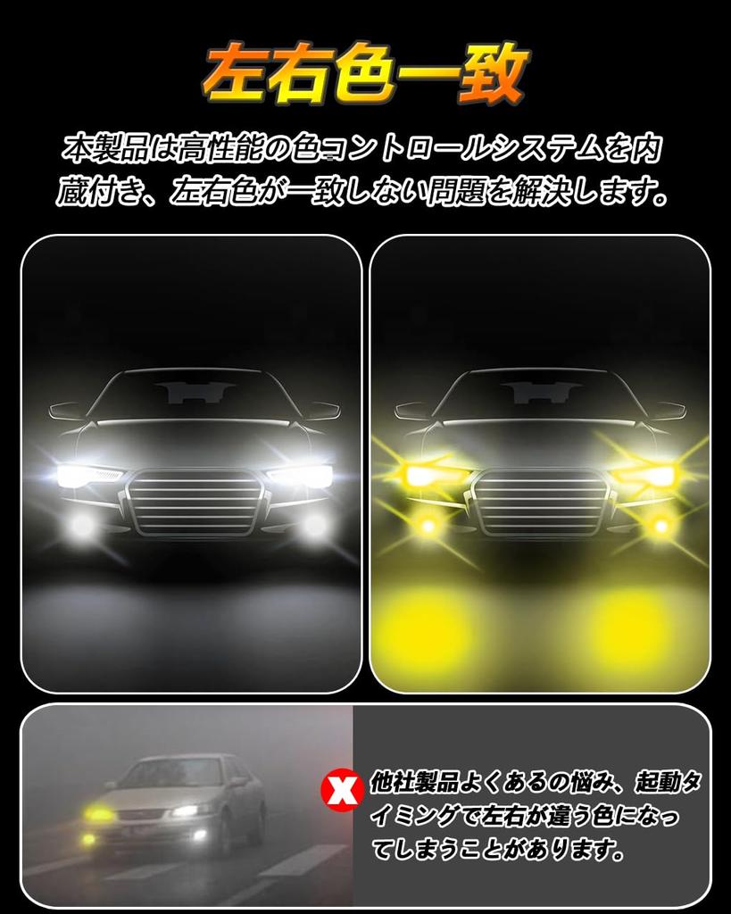WENLE 14,000 LM! H8/H9/H11/H16 Common Use, LED 2-Color Switching, Color Change Bulb, Fog Light,