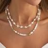 SHIXIN 2 Stück/Set Boho Seestern Muschel Kristall Choker Halskette für Damen 2026 Trend Verstellbare Schlüsselbein Kette Surfer Strand Schmuck