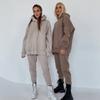 2026 Autumn Winter Women's Casual Sport Two Piece Set Loose Knit Hoodie Pants