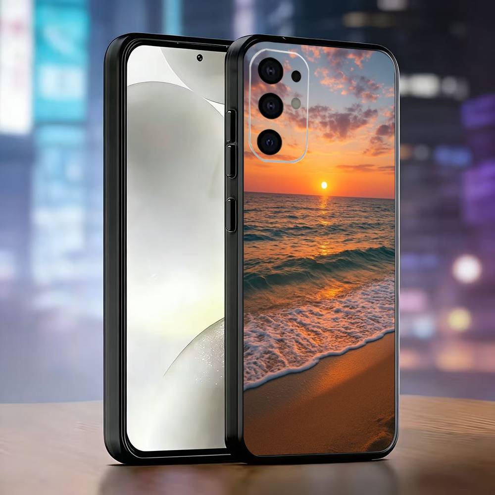 Beach Phone Case For Samsung S25,S24,S21,S22,S23,S30,Ultra,S20,Plus,Fe,Lite,Note,10,Black Cover