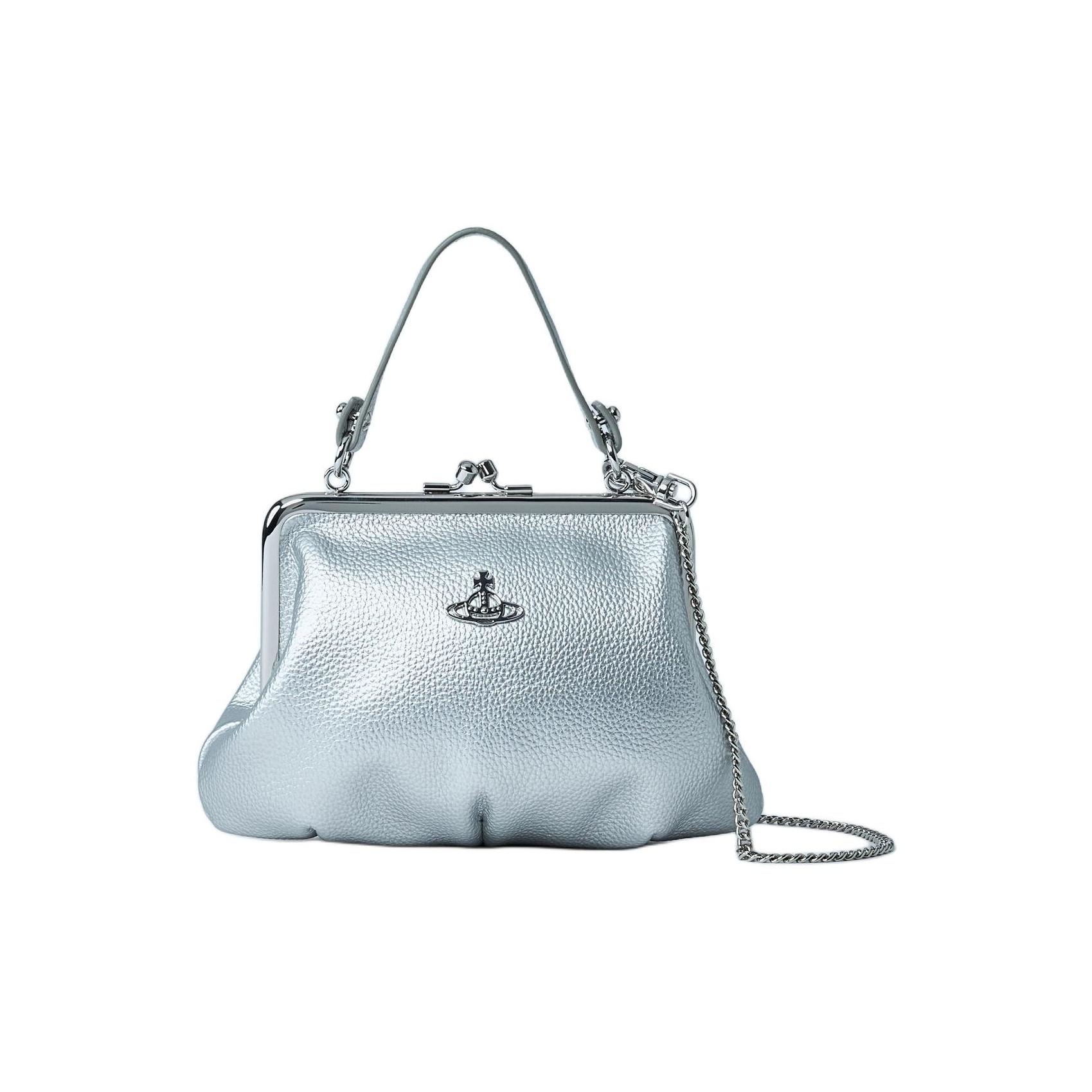 Vivienne Westwood Oma Frame Merkopdruk Afneembare Ketting Schouderband Technische Stofmix Schoudertote Tas Dames tote tas 4B010006WS000DQ401 Basic Set (Bag+Dust Bag)