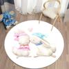 Cartoon Bunny Print Round Carpet Rabbit Area Rugs Circle Carpets for Living Room Floor Mat Polyester Anti-Slip Mats for Children