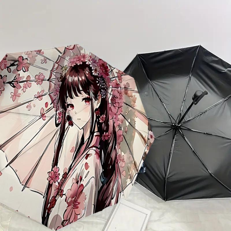 1PC cherry blossoms umbrella Umbrella-8-Rib Reinforced, Automatic Open, Lightweight & Durable, Cute Fashion Accessory for Outdoor, Beach, or Casual Us