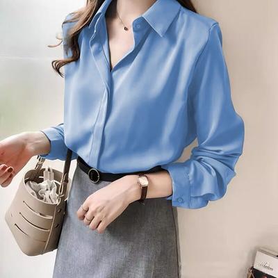 Spring Autumn Versatile Solid Color Shirt for Women Long Sleeve Loose Large Size Shirt Top for Women Blouses & Shirts