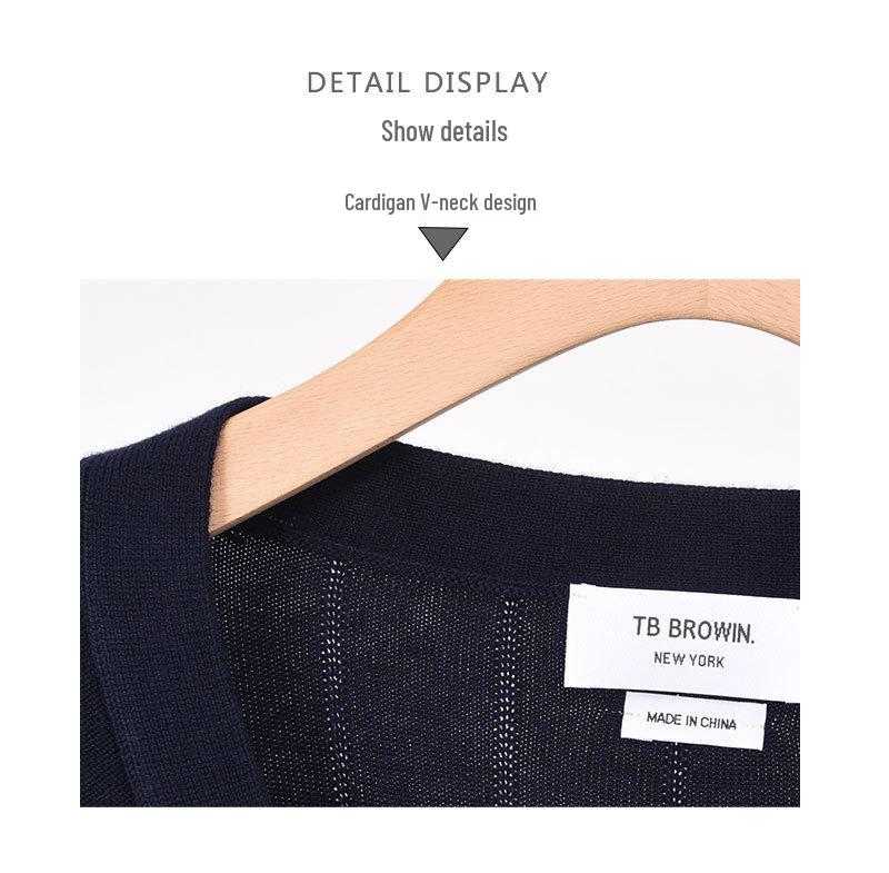 Men's Autumn 2025 Korean Style Striped Wool Cardigan Sweater