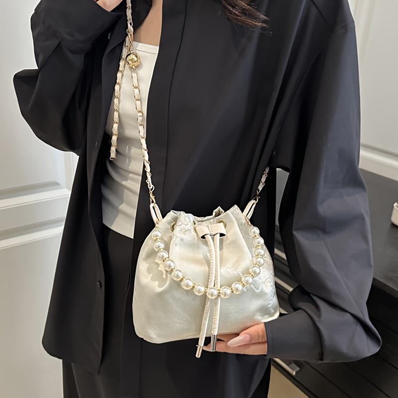 Bolso Cubo de Gran Capacidad Bolso de Mano con Cierre de Cordón Bolso Cruzado de Moda para Reuniones de Compañeros, Viajes, Desplazamientos