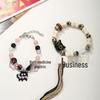 Cheese Kitten Black & White Star Bracelet - Cat Theme Friendship Jewelry, Handmade Cool Sweet Style