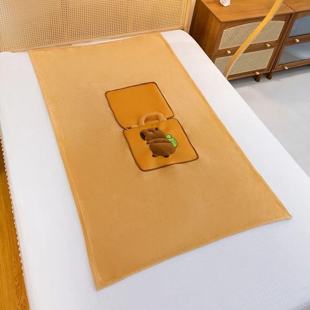 2 in 1 Capybara Pillow Blanket Cartoon Nap Cushion Blanket Cute Travel Blanket  Sofa Back Cushion