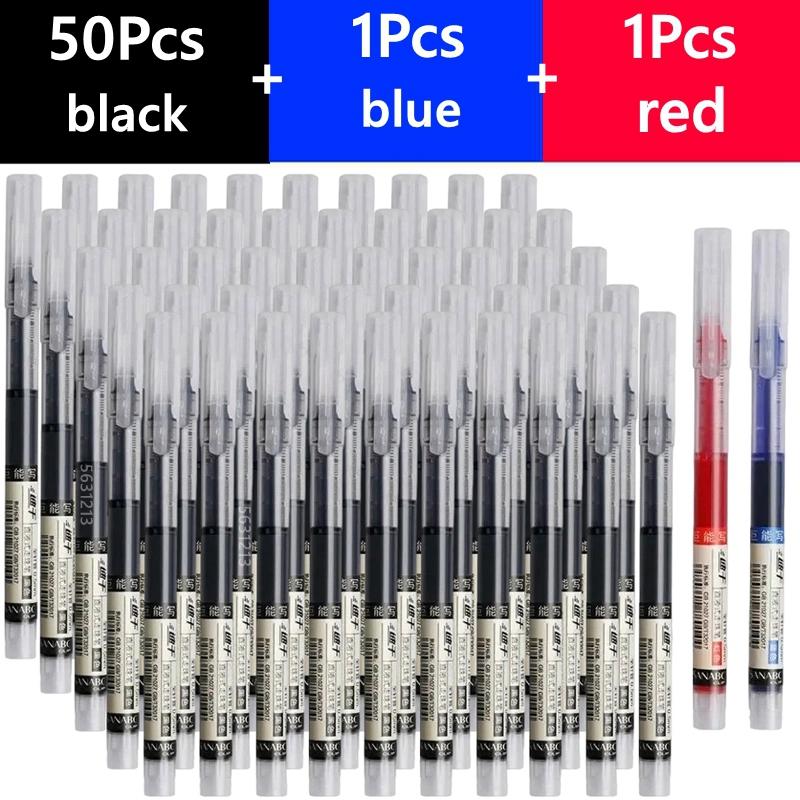 3-100 Pcs Straight Liquid Ball Pen Signature Gel Pen 0.5mm Black Blue Ink School Office Ball Pen School Office Supplies Writing