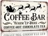 Coffee Bar Warm Up Here Tin Sign Vintage Christmas Metal Signs Funny Christmas Wall Art Decor For Home Cafe Bar