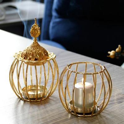 Arabian Gold Incense Burner Gold Iron Candlestick Creative Home Model Essential Oils Aromatherapy Lamp Home Decoration
