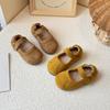 Baby Walking Shoes Non-slip Soild Color Girls Flats Round Toes Hook&loop 2025 New Kids Leather Shoes Moccasins Ins soft sole