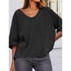 US Shiying Simple and Versatile V-neck Short sleeve T-shirt Women 2025 Summer New Solid Loose Pullover Women