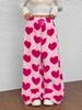 Women Leopard Print Wide Leg Pants Elastic Waist Drawstring Casual Loose Long Trousers