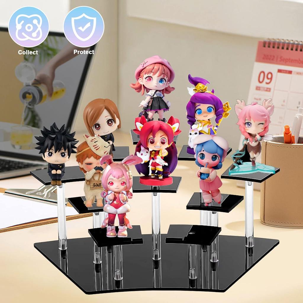 Acrylic Display Stands,10-Tier Action Figure Display Stand,Multilevel Acrylic Risers for Funko Pop Cupcake Dessert and Perfume Display,Display Risers