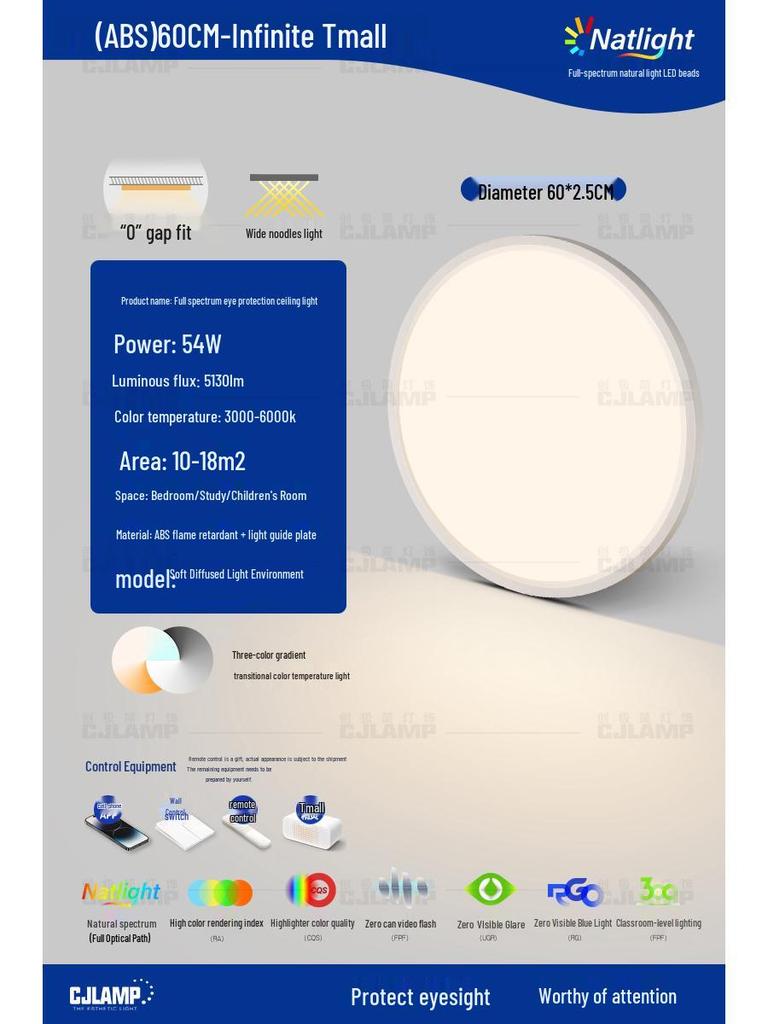 Modern Minimalist Round Ceiling Light for Bedroom and Study