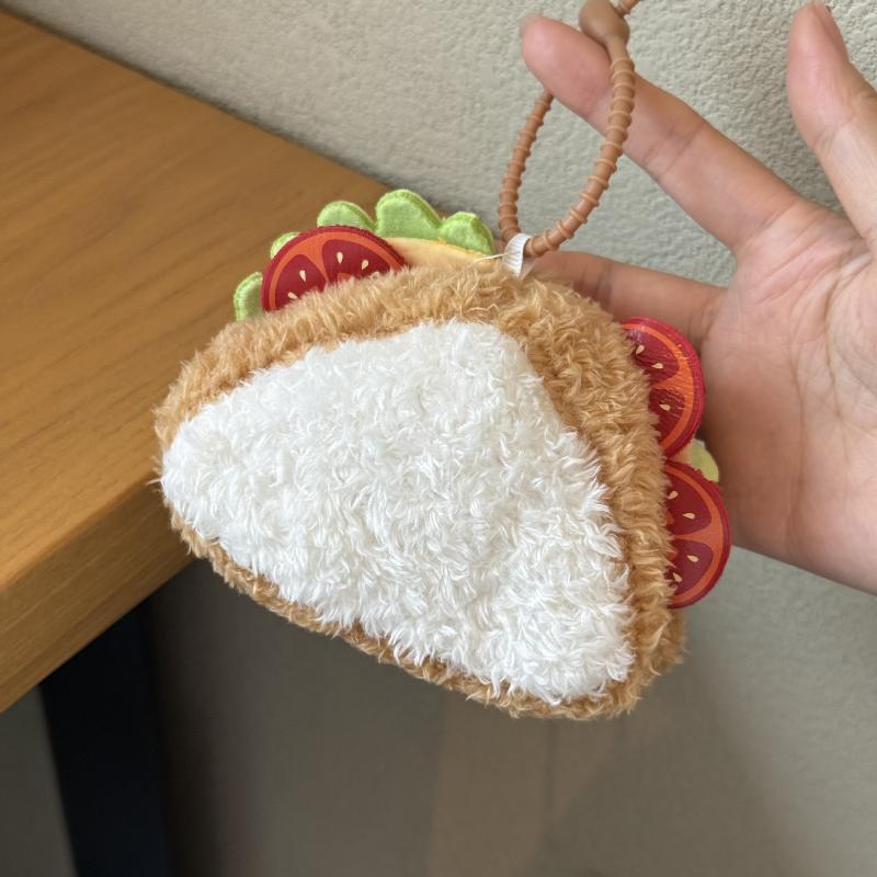 '12/20Cm Cute Food Cake Bag Charm Keychain Coffee Cheese Sandwiches Plush Dolls Toys Keyring Backpack Accessories Xmas Gifts