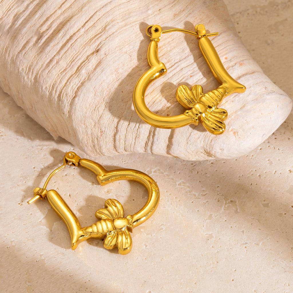 DIEYURO 316L Stainless Steel Concise Fashion Heart irregular Earrings For Women Lady New Trend Ear Circle Jewelry Party Gift