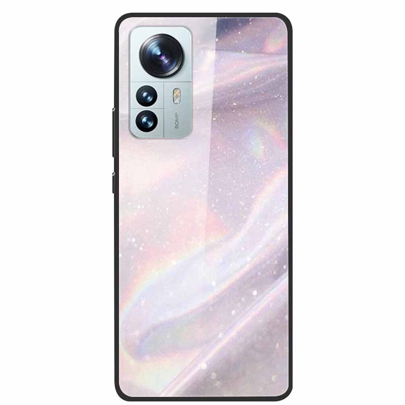 Luxus Hülle für Xiaomi 12T Pro Blumen Gehärtetes Glas Hülle für Xiaomi 12T TPU Stoßfänger Xiaomi 12 T Harte Schwarze Hülle Bunte Capa