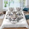 Tiger Duvet Set Full Size Tropical Wildlife Themed Bedding Three-Piece Set