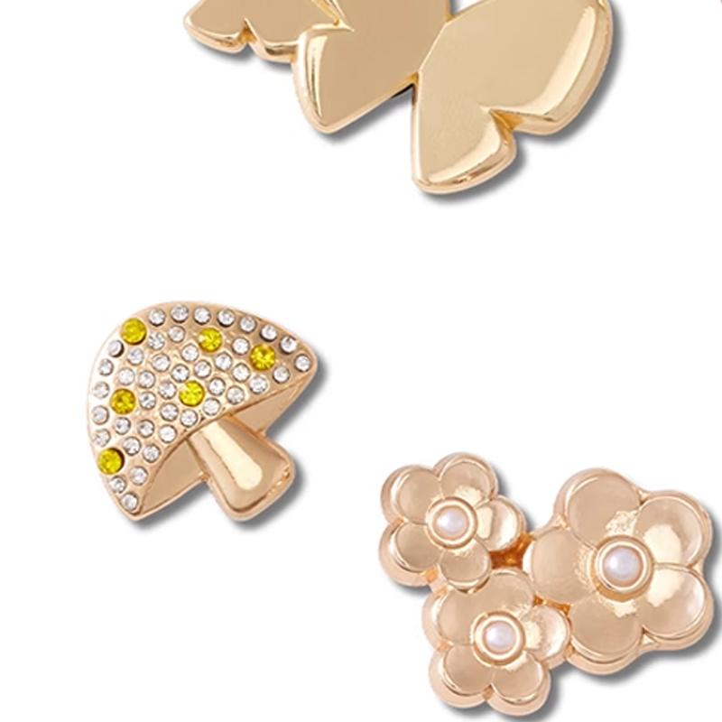Crocs Heart Butterfly Flower Five-Piece Set Women Footwear Accessories Gold 10014813