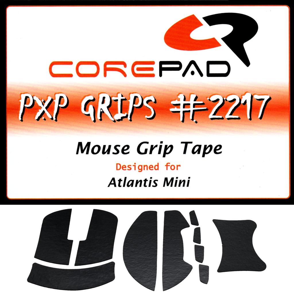 Corepad PXP Grips Grip Tape for Lamzu Atlantis Mini Wireless, 1 Set, Soft Polymer Rubber (Black)