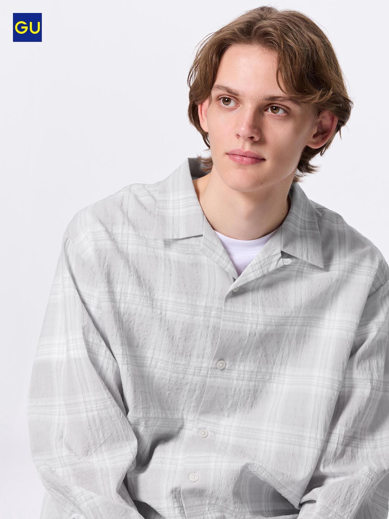 

Рубашка в клетку с открытым воротником Uniqlo Gu Texture