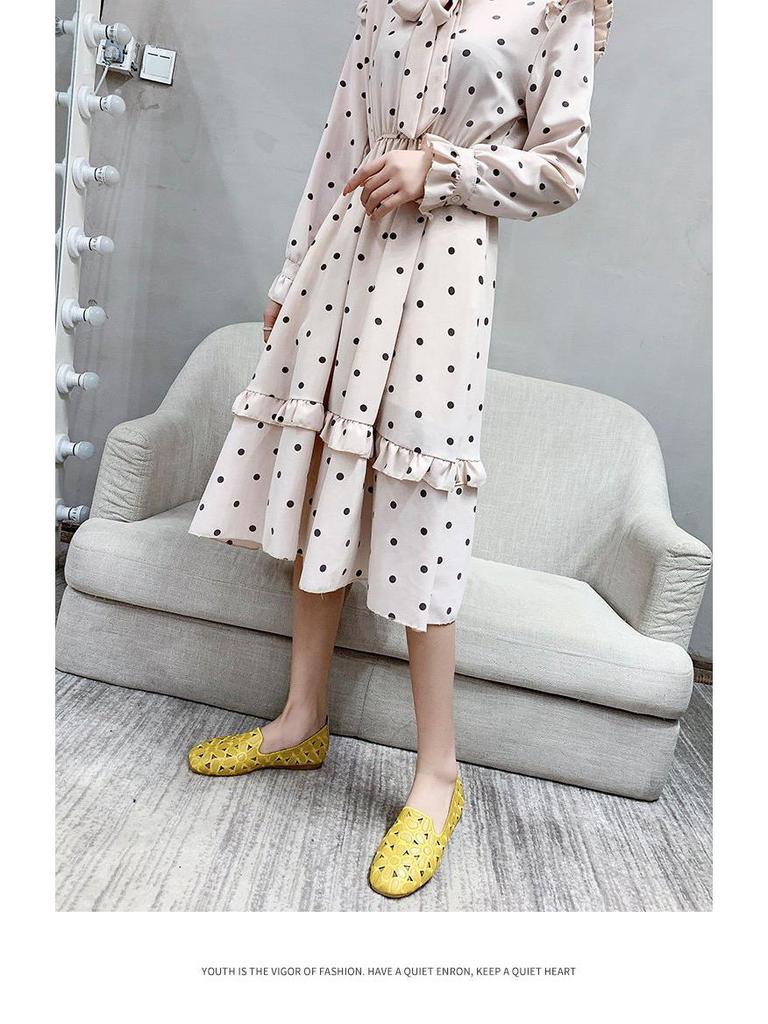 Women's Square Toe Loafers - Soft Leather, Hollowed-Out Flats for Spring/Summer 2025
