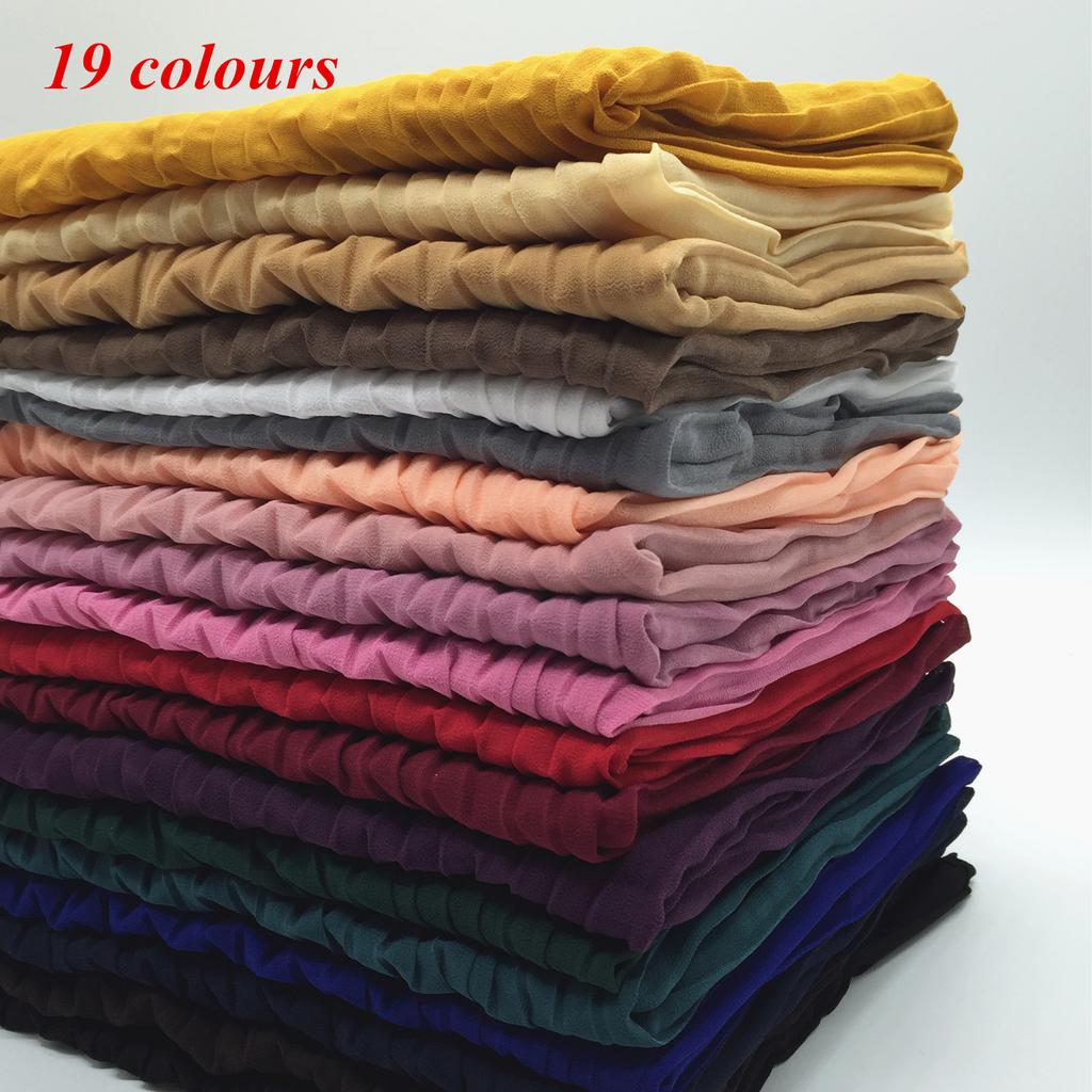 Women Solid Color Pleat Muslim Sunscreen Headscarf