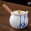 Hand-painted Mutton Fat Jade White Porcelain Teapot Single Pot Hand with Handle Side Handle Teapot Xishi Pot Kung Fu Tea Set Tea