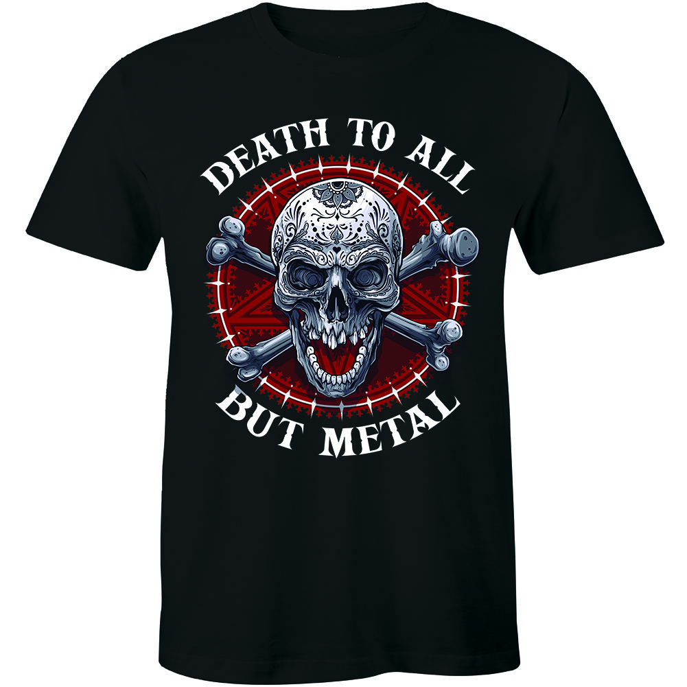 Death to all but Metal Inspired Gothic Rock Festival Tattoo Horror Demon T Shirt L