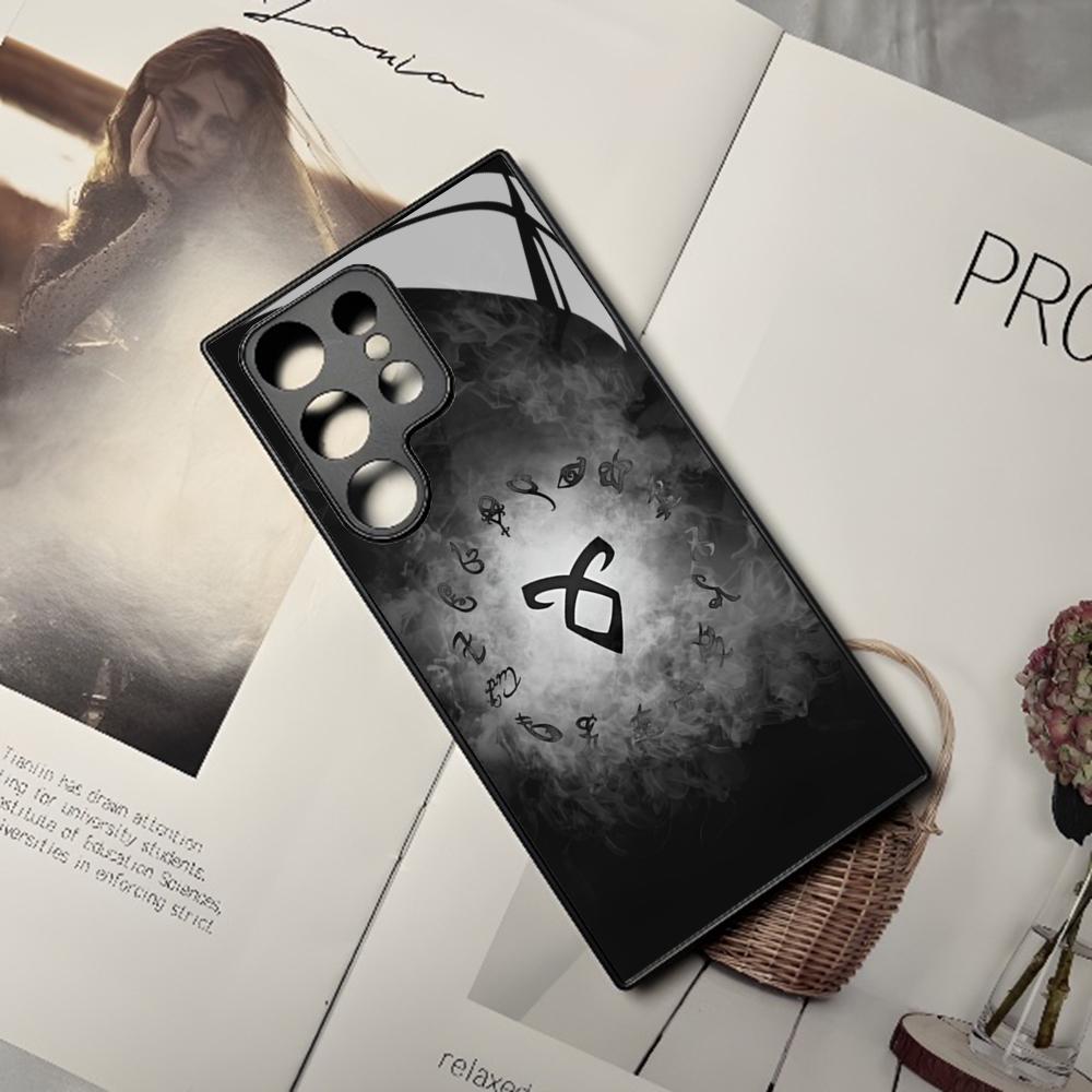 

Shadowhunters Phone Case for Samsung Galaxy S24 S23 S22 S20 A24 A54 S21 A34 A53 Note20 M54 Fe Ultra Plus Black Glass Cover Samsung s23plus