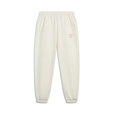Li Ning Lockere Bequeme Lässige Kordelzug Gestrickte Sporthose Damen Unterteile Off-White AKLT260-1
