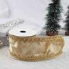 Maßgeschneidertes kabelgebundenes Weihnachts-Samtband mit exquisiter goldener Kante, metallisches Samtband zur Dekoration