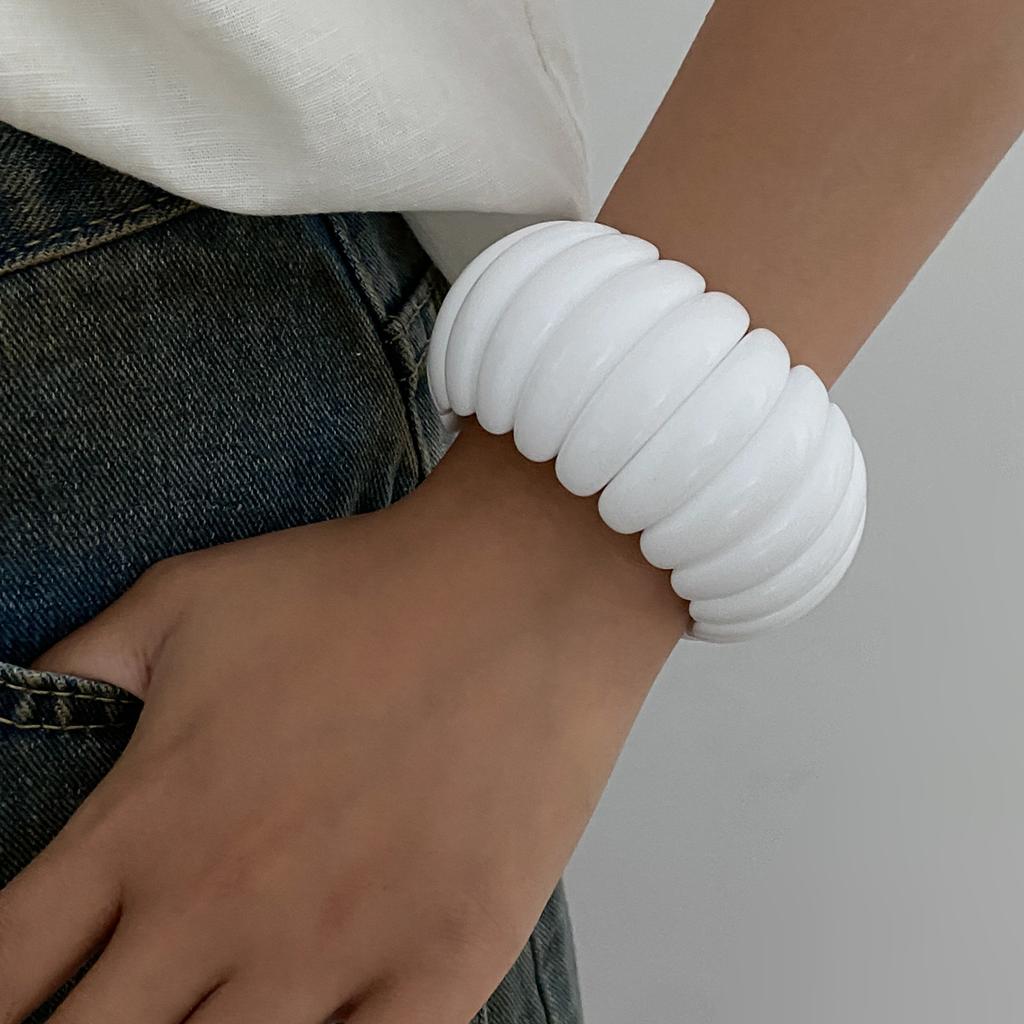 DIEZI Overdreven Vintage Punk Geometrisch Elastisch Touw Armbanden Sieraden Mode Zwart Wit Hars Armbanden Armbanden Voor Vrouwen Mannen