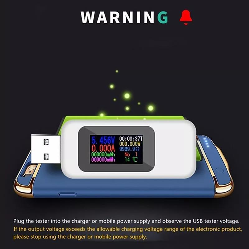 10 in 1 DC Color Display USB Tester 0-5A Current 4-30V Voltage USB Charger Tester Power Meter Mobile Battery Detector