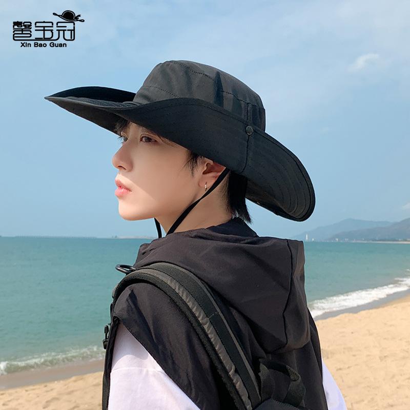 Summer men's outdoor fishing mountaineering sun protection hat breathable sun hat big brim UV protection bucket hat 9240